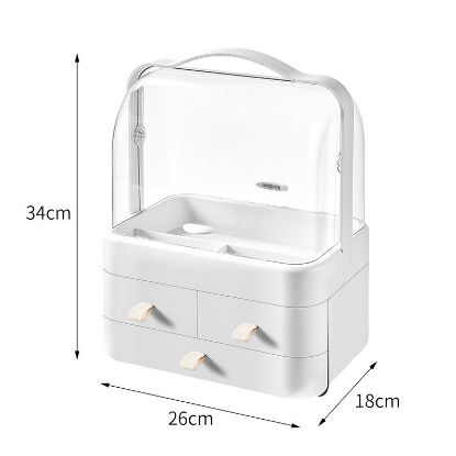 Picture of Cosmetic Organizer Drawer-Style Dustproof Makeup Box with Large Capacity Transparent Storage Box for Home Use