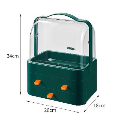 Picture of Cosmetic Organizer Drawer-Style Dustproof Makeup Box with Large Capacity Transparent Storage Box for Home Use