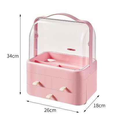 Picture of Cosmetic Organizer Drawer-Style Dustproof Makeup Box with Large Capacity Transparent Storage Box for Home Use