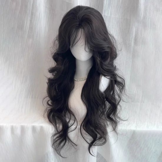 Picture of Lace Black Middle Part Short Retro Curls Wig