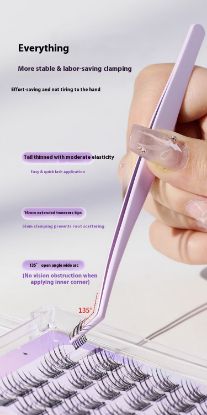 Picture of Eyelash Extension Tweezers, Professional Eyelash Artist Store-Specific Stainless Steel High-Precision Golden Feather Clip, Full Set of Tools, Butterfly Clip